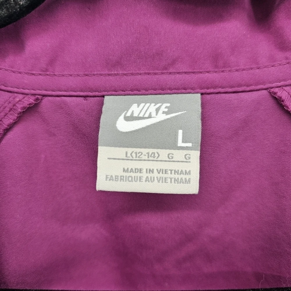 Nike purple striped embroidered windbreaker jacket women's size large